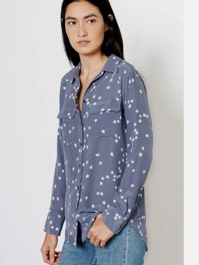 Equipment Silk button down Shirt Star Pattern